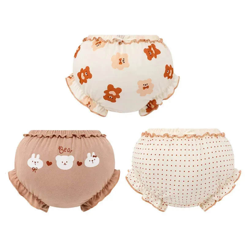 3 Piece/Lot Baby Girl 100%Cotton Panties Kids Infant Newborn Fashion Bow Underpants Wear Outside Shorts For Children Soft Briefs