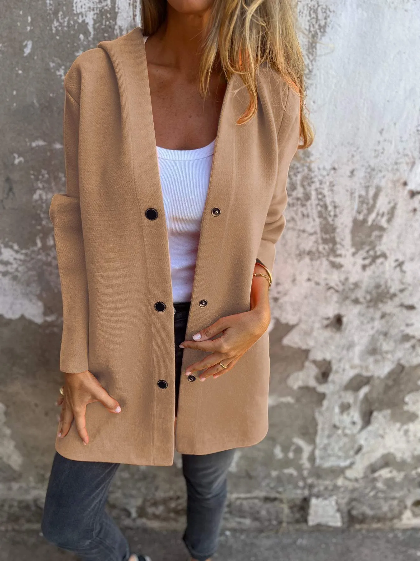 ADRIANA - CARDIGAN WITH BUTTONS & HOOD