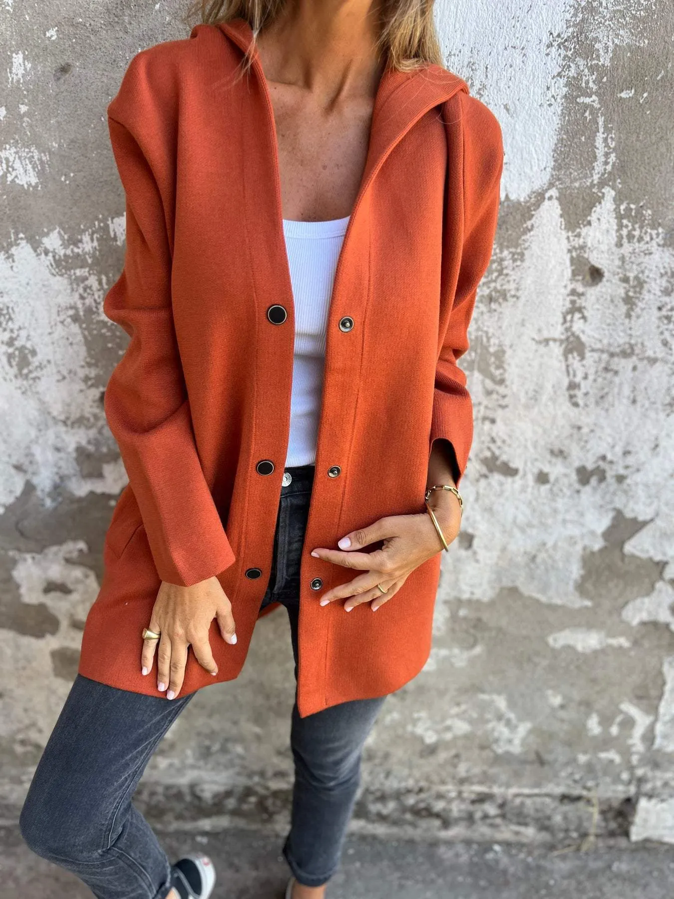 ADRIANA - CARDIGAN WITH BUTTONS & HOOD