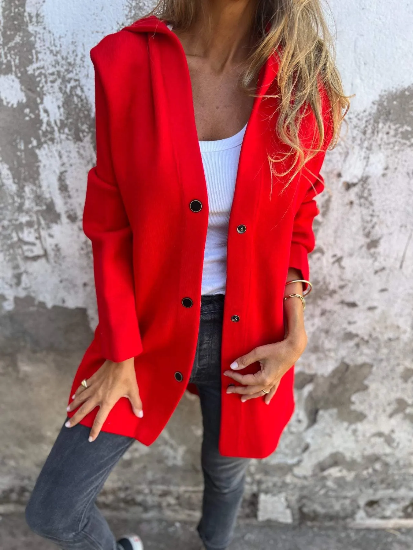 ADRIANA - CARDIGAN WITH BUTTONS & HOOD