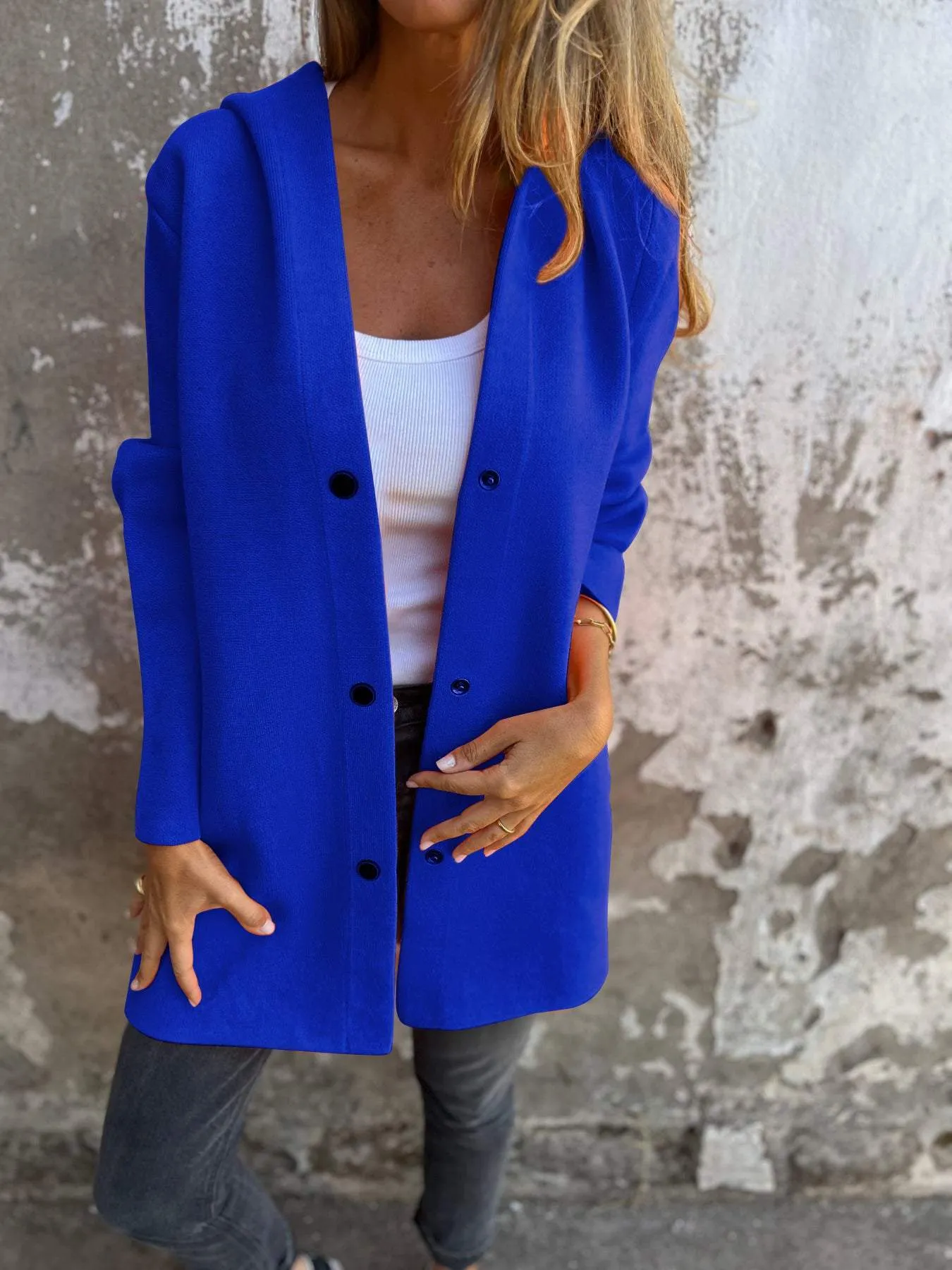 ADRIANA - CARDIGAN WITH BUTTONS & HOOD
