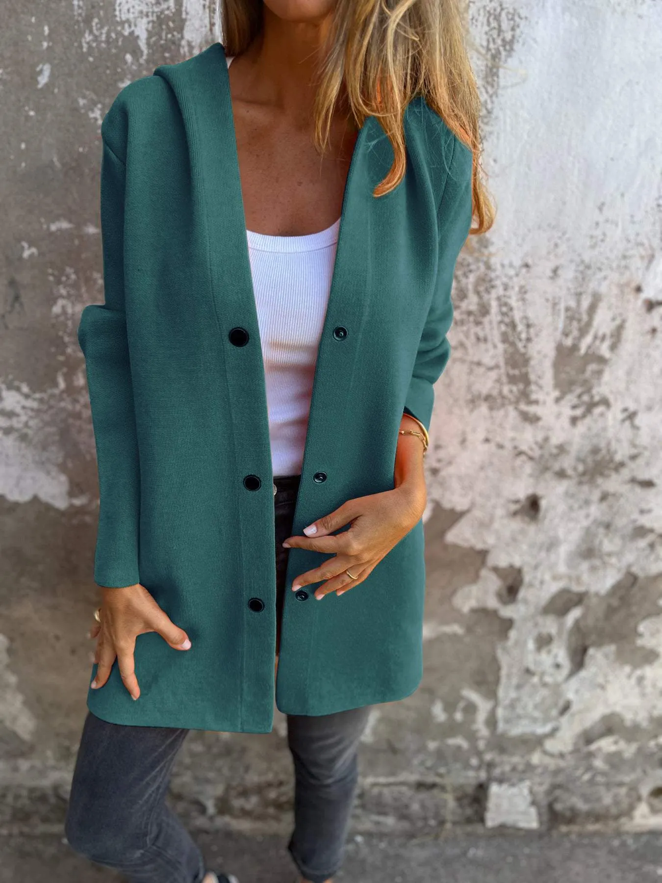 ADRIANA - CARDIGAN WITH BUTTONS & HOOD