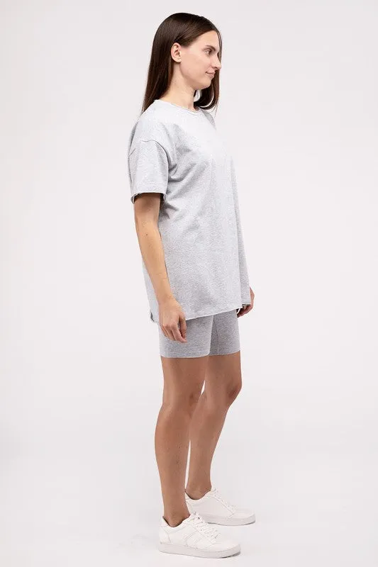 Biker Shorts With Matching Short Sleeve Tee