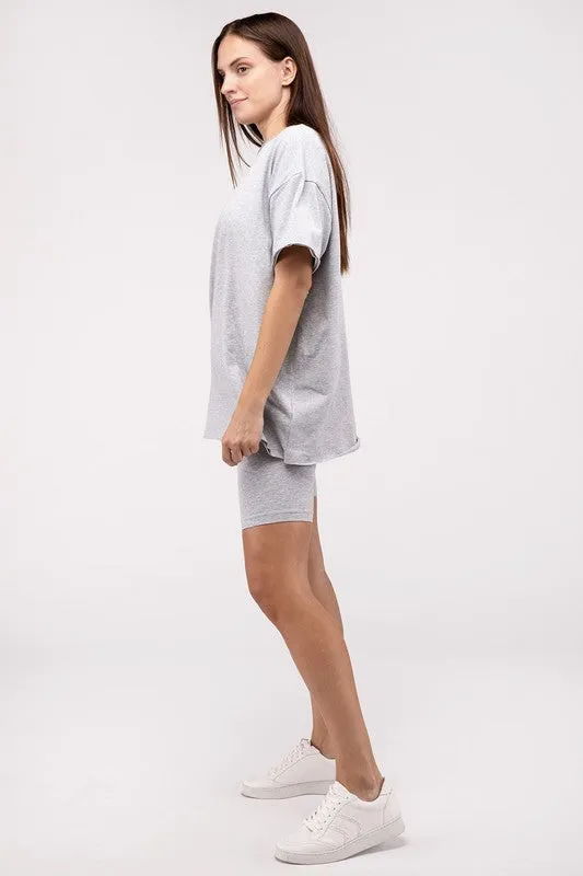 Biker Shorts With Matching Short Sleeve Tee