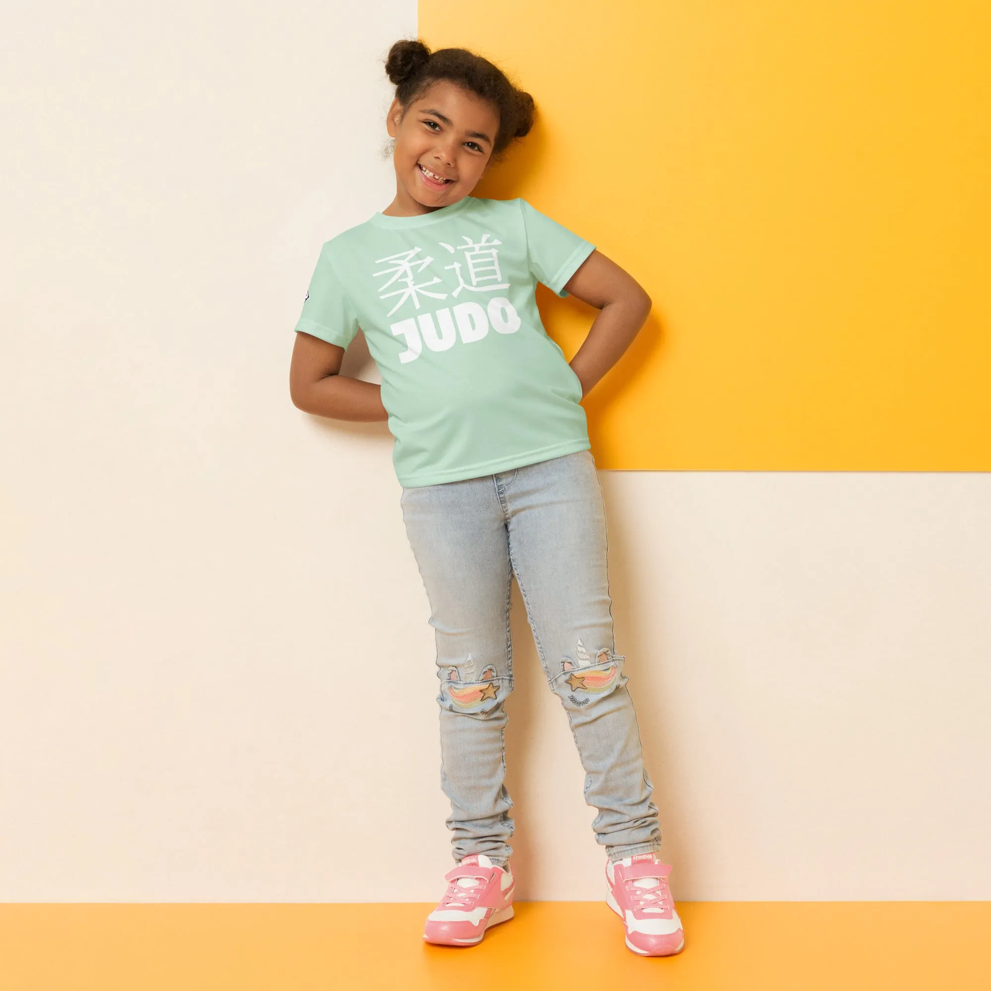 Everyday Active Attire: Girl's Short Sleeve Classic Judo Rash Guard - Surf Crest