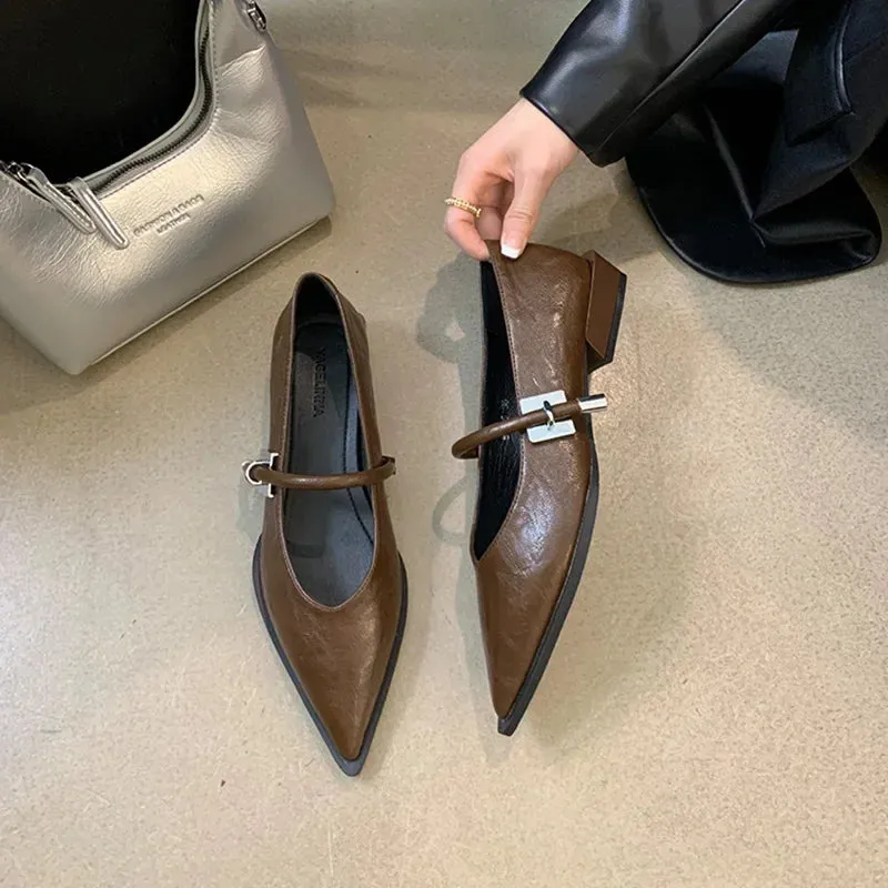 Hnzxzm Spring Autumn Pointed Toe Women Pumps Fashion Shallow Low Heel Shoes Ladies Street Style Mary Jane Shoes