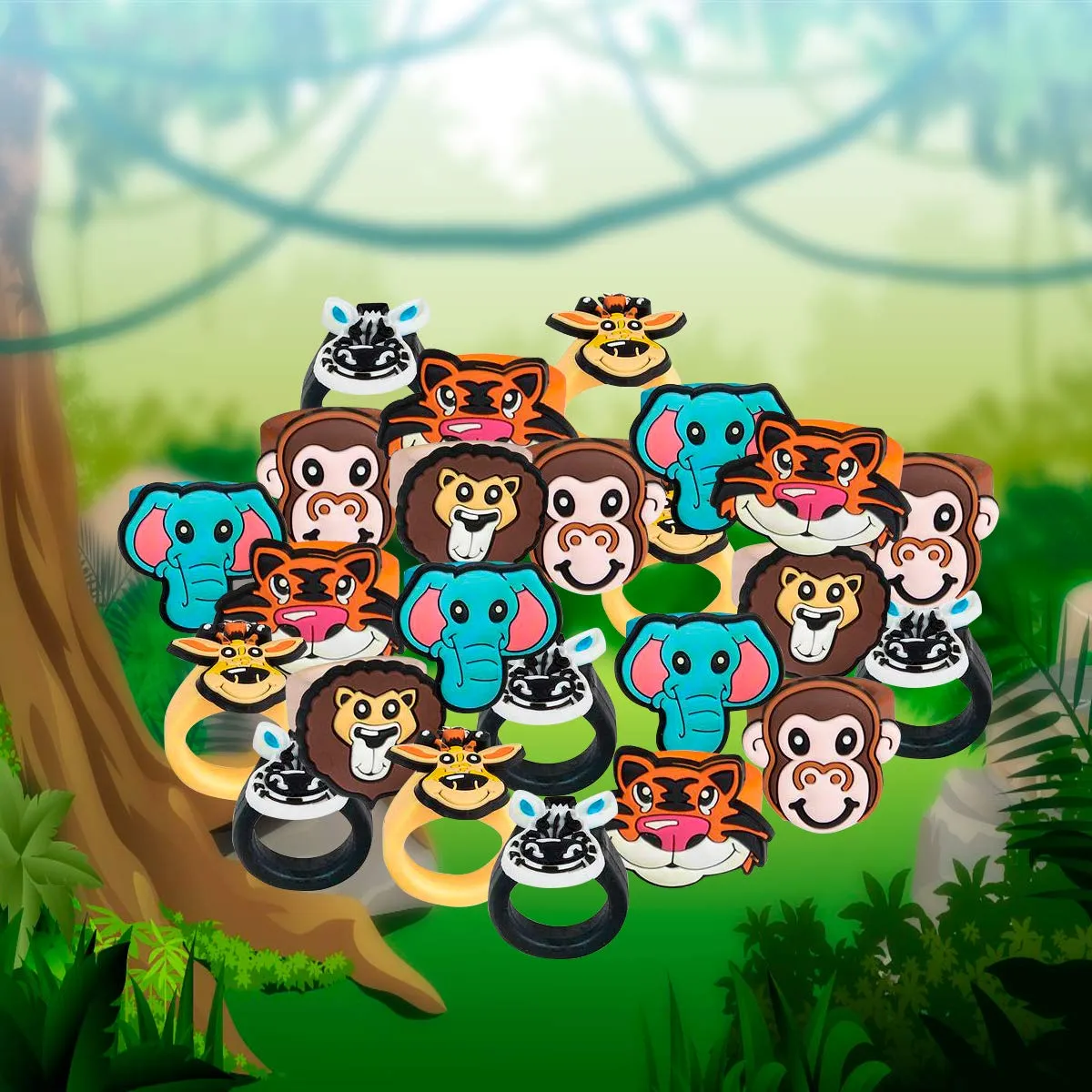 Kicko Zoo Animal Rubber Ring - Pack of 24 1 Inch Party Favor Rings for Children Fashion