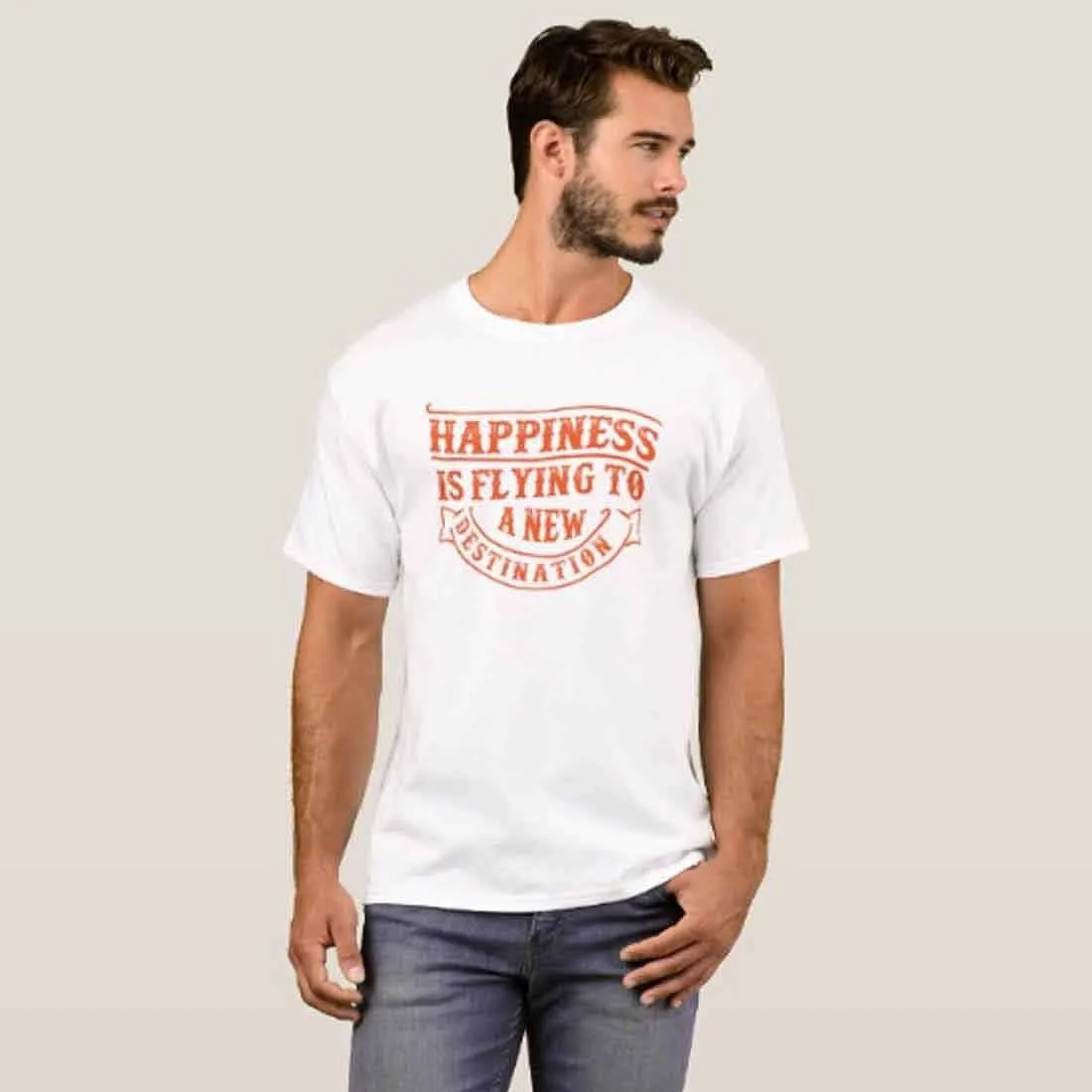 Nutcase Designer Round Neck Men's T-Shirt Wrinkle-Free Poly Cotton Tees - Happiness is Flying