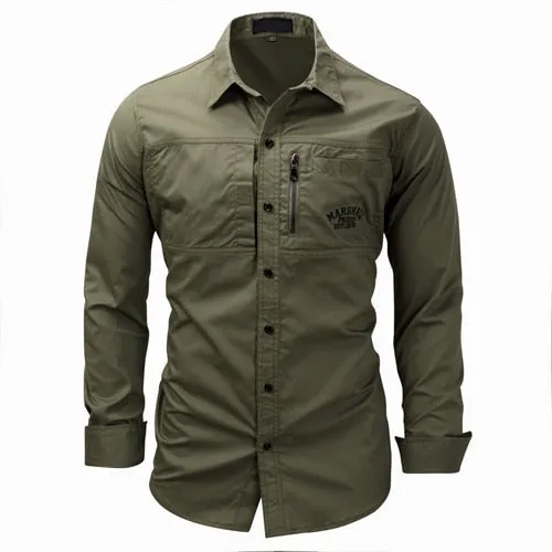 Outdoor Climbing Sport Riding Military Tactical Shirt 3XL Spring Autumn Men's Lapel  Long Sleeve Cotton Breathable Cardigan Tops