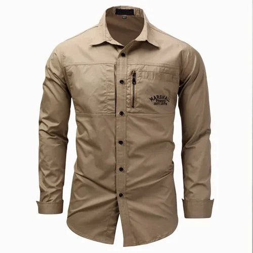 Outdoor Climbing Sport Riding Military Tactical Shirt 3XL Spring Autumn Men's Lapel  Long Sleeve Cotton Breathable Cardigan Tops