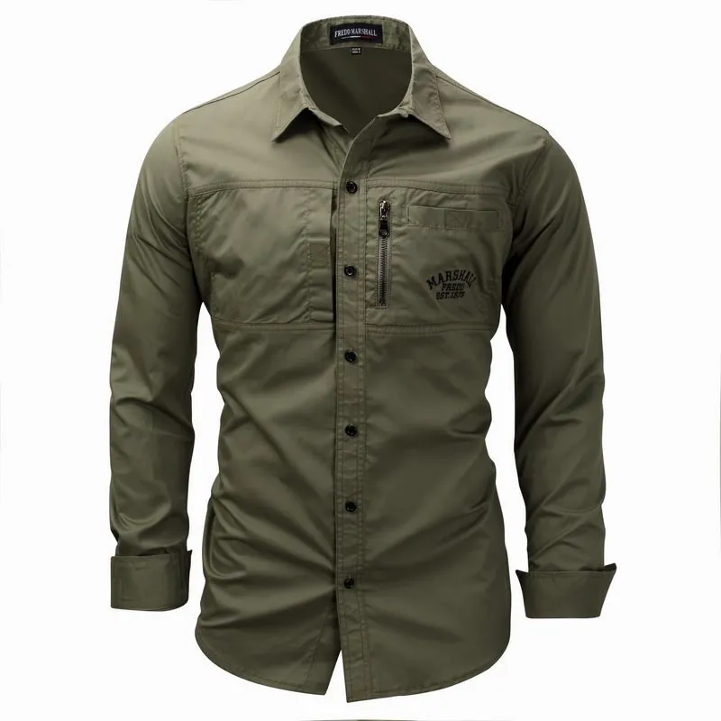 Outdoor Climbing Sport Riding Military Tactical Shirt 3XL Spring Autumn Men's Lapel  Long Sleeve Cotton Breathable Cardigan Tops