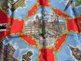 STRIKING Souvenir Scarf,City of BERLIN Points of interest Scarf,Colorful European Scarf,Wear It or Frame it,Collectible Vintage Scarves