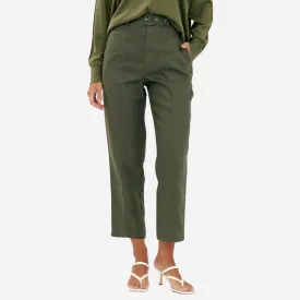 Tiffany Belted Linen Pants (Khaki)