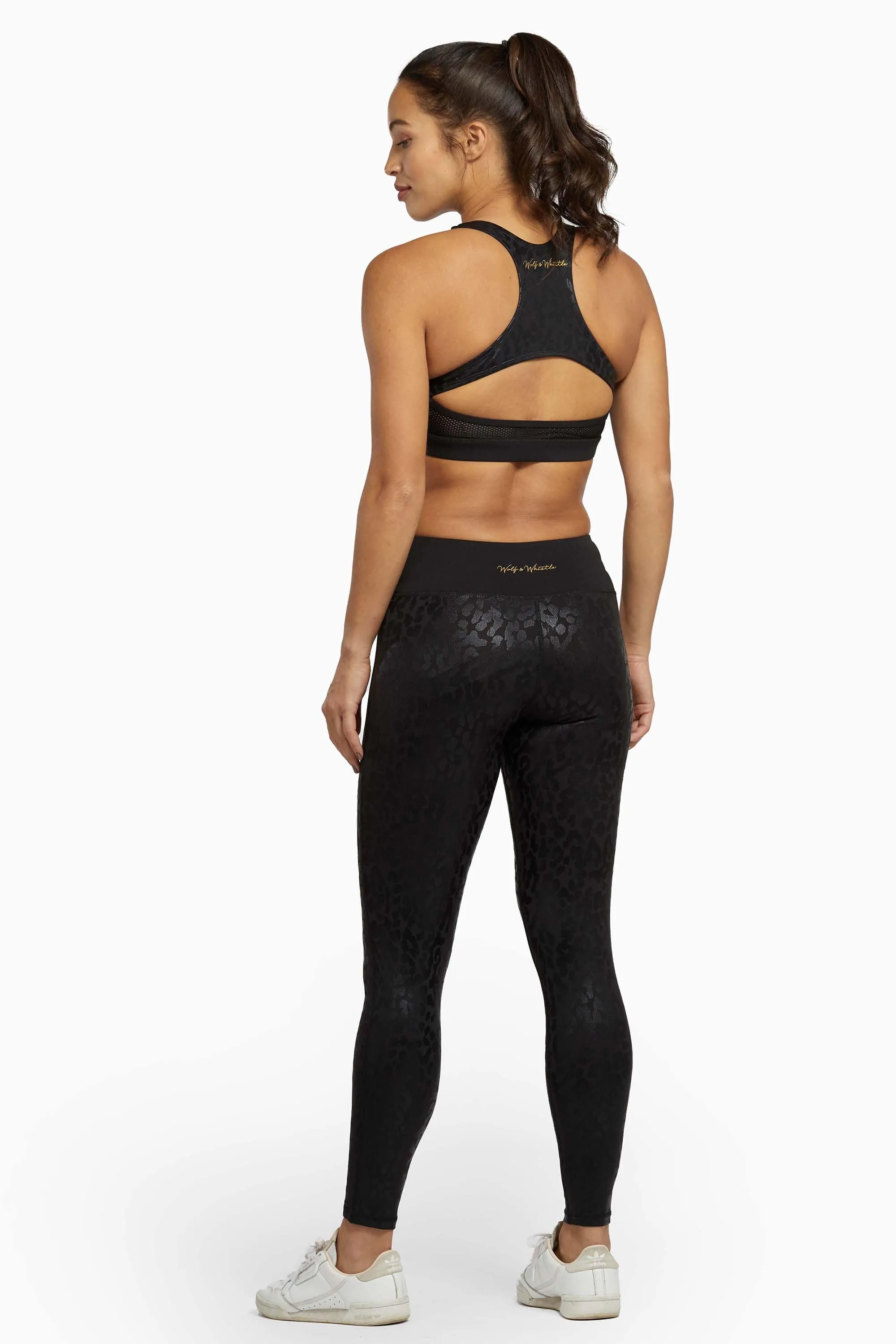 Wolf & Whistle Wet Look Leopard Black High Waist Leggings