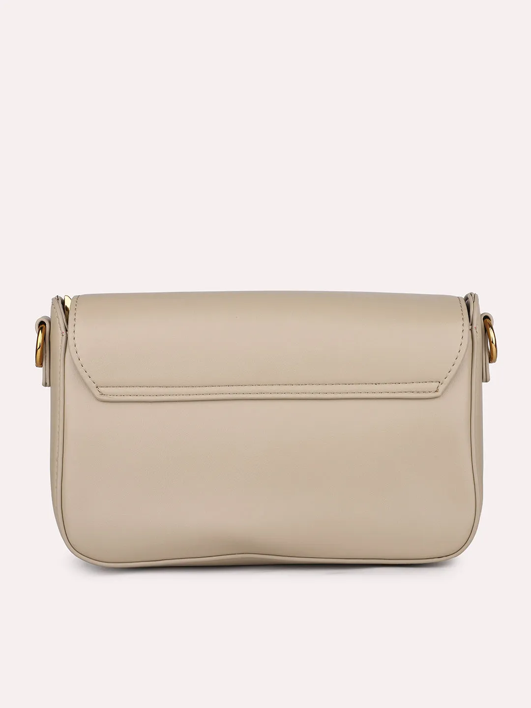 Women Beige Solid PU Braided Sling Bag
